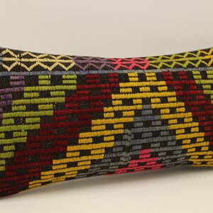 Bohemian Cushion Wool pillow Sofa Pillow Bed Pillow  10x20 in Lumbar Pillow Kilim Pillow Throw Pillow 4yef-670