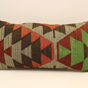 Fodera per cuscino fatta a mano, 12x24 in 30x60 cm Boho Lombare Turchese Giallo, Verde Fiammeggiante Cuscino Vintage Kilim Cuscino Divano, 4oaf-1079