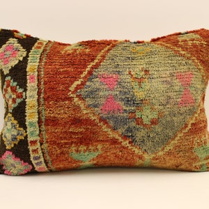 Cuscino decorativo turco Kilim, cuscino Boho Kilim 16x24, cuscino da tiro intrecciato a mano, cuscino tribale Boho, fodera per cuscino, decorazioni per la casa 4kaf-1135