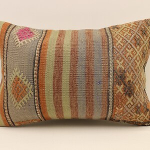 Cuscino Kilim etnico, cuscino Kilim turco 16x24, Kilim vintage, cuscino di lancio, cuscino tribale Boho, cuscino Kilim, Home Decor 4kaf-1017