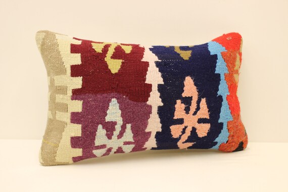 Turkish Kilim Cushion Cover, 12x20 in 30x50 cm, Throw Pillow Case Lumbar  Decorative Pillow, Ethnic Mudcloth Pillow Brown Red Green 4oef-2720