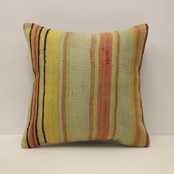 Turkish Kilim Pillow Cover 16x16 in Pillow Cover 16x16 in 40x40 cm