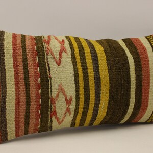 Almohada decorativa, Funda de almohada de 10x20, Almohada Boho Kilim, Almohada Kilim turca tejida a mano, Almohada de sofá, Funda de cojín 4yef-663