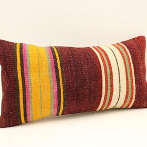 Sofa Pillow Lumbar, 12x20 Kilim Lumbar Cover, Ethnic Cushion Cover,Kilim Cushion Cover,Decorative Lumbar Case,Boho Pillow Cover 4yef-1359