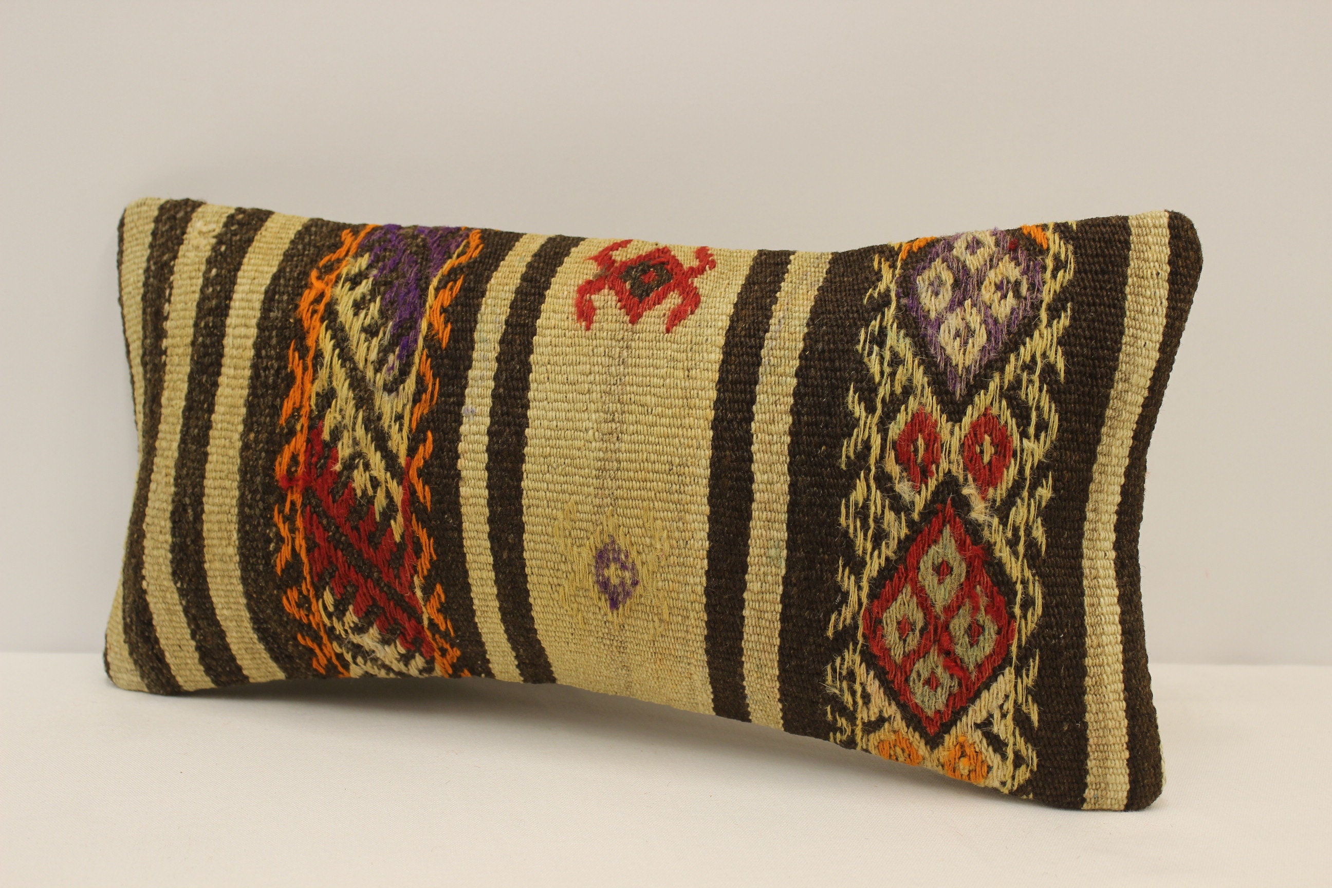充実の品 Vintage Kilim Pillow, 10x20 Turkish Kilim, Home Decor, Boho ミュージシャン