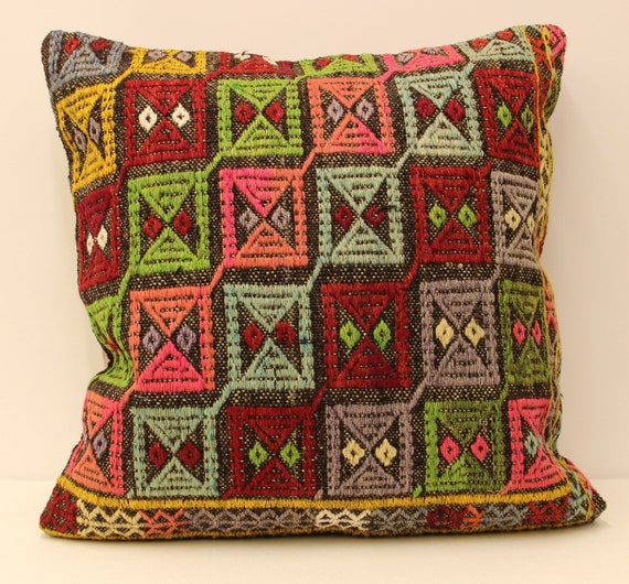 Big Pillow Cover 24x24 Kilim Pillow Case Sofa Pillow Decorative Throw Pillows Rustic Couch Designer Boho Pillow Case Home Livingroom 4af 14 Etsy
