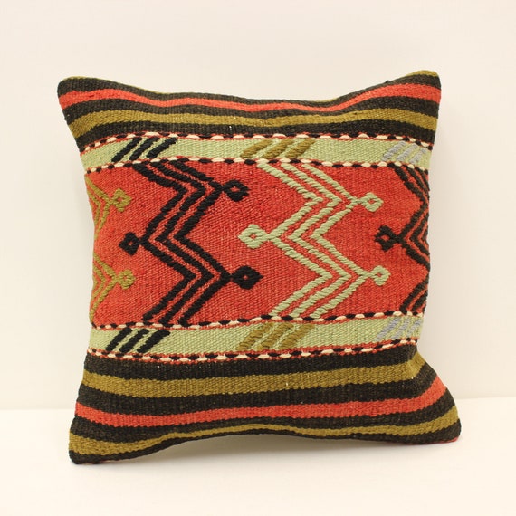 クッションカバー 16 x 16 インチ 40 x 40 cm トルコ キリム ラグ