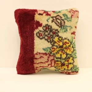 Handwoven Kilim Pillow Cover,Bohemian Kilim Pillow,Traditional Vintage Pillow Cover,Rust Lumbar Pillow,12x12 Turkish Lumbar Pillow 4of-1282