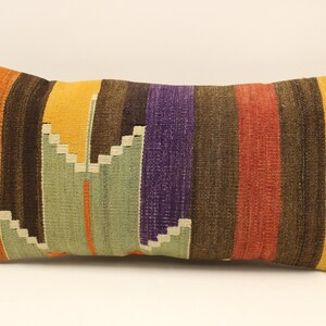 Cuscino decorativo, cuscino kilim turco 12x24, cuscino Boho Kilim, cuscino tribale Boho, lombare Kilim fatto a mano, cuscino divano 4oaf-968