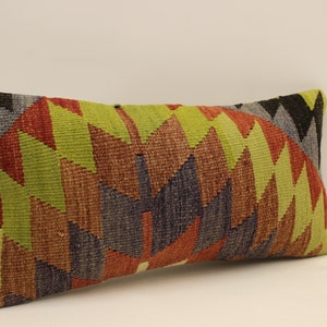 Fodera per cuscino vintage, 10x20 in 25x50 cm, Marrone lombare Nero Blu Fiammeggiante Cuscino Boho Kilim Cuscino, Divano Tribal Pllow, 4yef-907