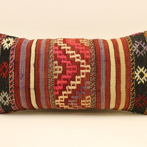 Cuscino decorativo, Cuscino kilim turco 12x24, cuscino Boho Kilim, cuscino boho tribale, lombare Kilim fatto a mano, cuscino divano 4oaf-1974