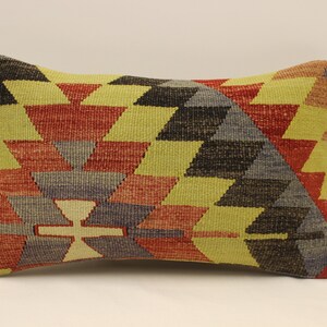 Copricuscino fatto a mano, 12x20 pollici, 30x50 cm, cuscino Boho Bolster fiammeggiante lombare, cuscino Kilim vintage, cuscino tribale divano, 4oef-1704