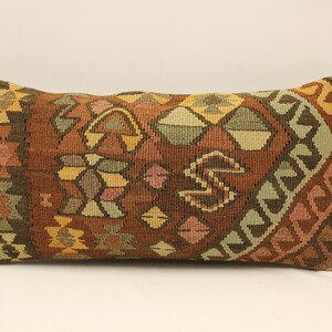 Cuscino di design, Fodera per cuscino 12x24, Cuscino Kilim turco, Cuscino kilim etnico, Tiro decorativo, Cuscino accento Boho, Fodera cuscino 4oaf-997