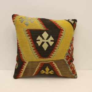 Cuscino Kilim, Cuscino Kilim turco 16x16, Cuscino Kilim tessuto a mano, Cuscino decorativo, Fodera per cuscino, Cuscino in moquette Boho 4kf-902
