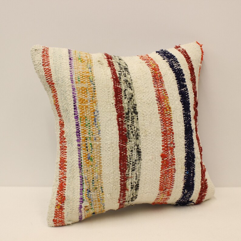 Kilim Cushion Cover 16x16 in 40x40 cm Handmade throw pillows Decorative Boho Interior design Home Decor Ethnic Pillowcover 4kf-1510