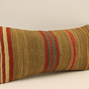 Cuscino fatto a mano Copertina 10x20 in 25x50 cm Lumbar Marrone Nero Blu Fiammeggiante Cuscino Vintage Kilim Cuscino Divano Tribal 4yef-915