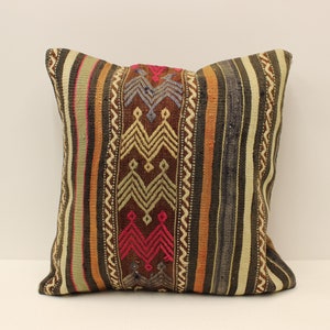 Almohada Turca Kilim, Funda de almohada 20x20, Kilim lumbar hecha a mano, Almohada de sofá, Almohada étnica Kilim, Funda de cojín Kilim, Almohada Boho 4ef-871