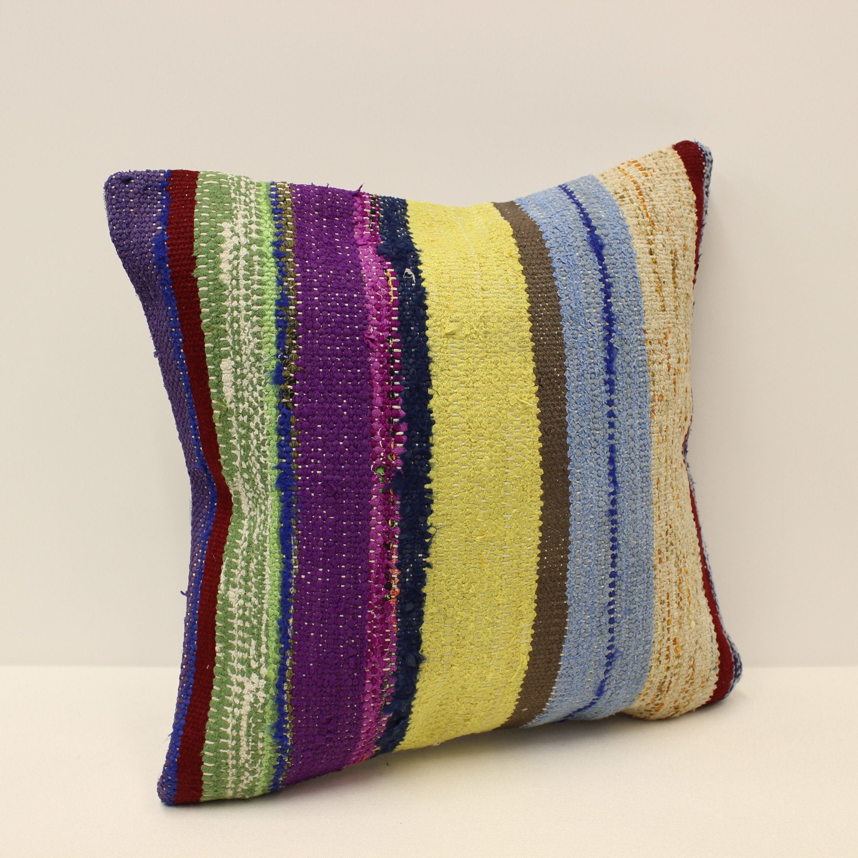 Throw Pillow Cover, 16x16 in 40x40 Cm, Turkish Kilim Rug Cushion
