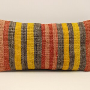 Bohemian Cushion Wool pillow, Sofa Pillow Bed Pillow,  10x20 in Lumbar Pillow Kilim Pillow, Throw Pillow, 4yef-612