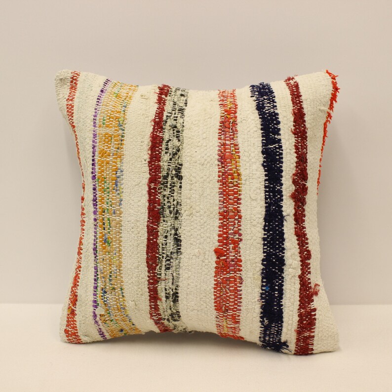Kilim Cushion Cover 16x16 in 40x40 cm Handmade throw pillows Decorative Boho Interior design Home Decor Ethnic Pillowcover 4kf-1510