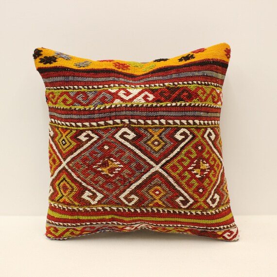 16x16 Kilim Pillow,turkish Kilim Turkish Pillow, Vintage Pillow