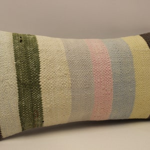 Almohada decorativa, Funda de almohada de 10x20, Almohada Boho Kilim, Almohada Kilim turca tejida a mano, Almohada de sofá, Funda de cojín 4yef-697