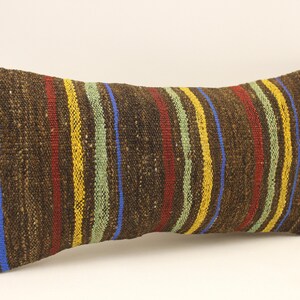 Almohada decorativa, Funda de almohada 10x20, Almohada Boho Kilim, Almohada Kilim turca tejida a mano, Almohada de lanzamiento de sofá, Cubierta de cojín 4yef-989