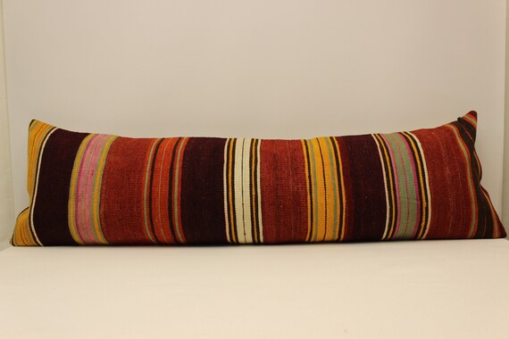 Extralanges Kissen, 14x48 (35x120cm) Türkischer Kelim Kissenbezug, Unikat Längliches Kissen länglich, 4byf-303