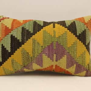 Copricuscino fatto a mano, 12x20 pollici, 30x50 cm, cuscino Boho Bolster fiammeggiante lombare, cuscino Kilim vintage, cuscino tribale divano, 4oef-1658