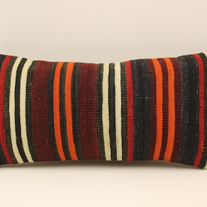 Almohada kilim lumbar, 10x20, almohada bohemia casera oriental hecha a mano, funda de almohada kilim turca silla pequeña funda de cojín oblongo Tribal 4yef-1030