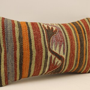 Cuscino Boho Kilim, cuscino da 12x20 Kilim, cuscino kilim turco, cuscino tribale Boho, cuscino di lancio, tessuto etnico, copertura del cuscino 4oef-1569