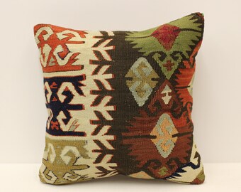 キリム クッションカバー 16 x 16 インチ 40 x 40 cm ハンドメイド