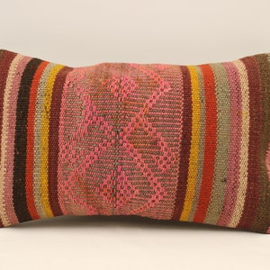Fodera per cuscino fatta a mano, 12x20 in, 30x50 cm, cuscino lombare fiammeggiante boho, cuscino kilim vintage, cuscino tribale divano, 4oef-1705