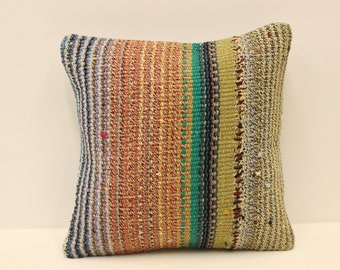 Throw Pillow Cover, 12x12 inches 30x30 cm, Handmade Cushion Boho Flaming Bedding Pillow, Vintage Kilim Cushion Sofa Kissen, 4of-798