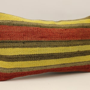 12x20 Kilim Pillow, Turkish Kilim Pillow, Bohemian Kilim Pillow, Handwoven Kilim, Boho Pillow, Throw Pillow, Handmade Kilim Lumbar 4oef-1374