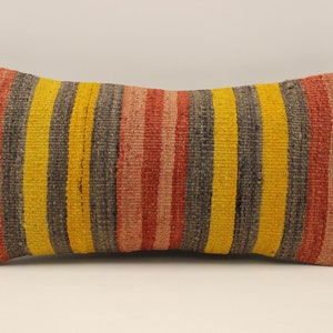 Bohemian Cushion Wool pillow Sofa Pillow Bed Pillow  10x20 in Lumbar Pillow Kilim Pillow Throw Pillow 4yef-543