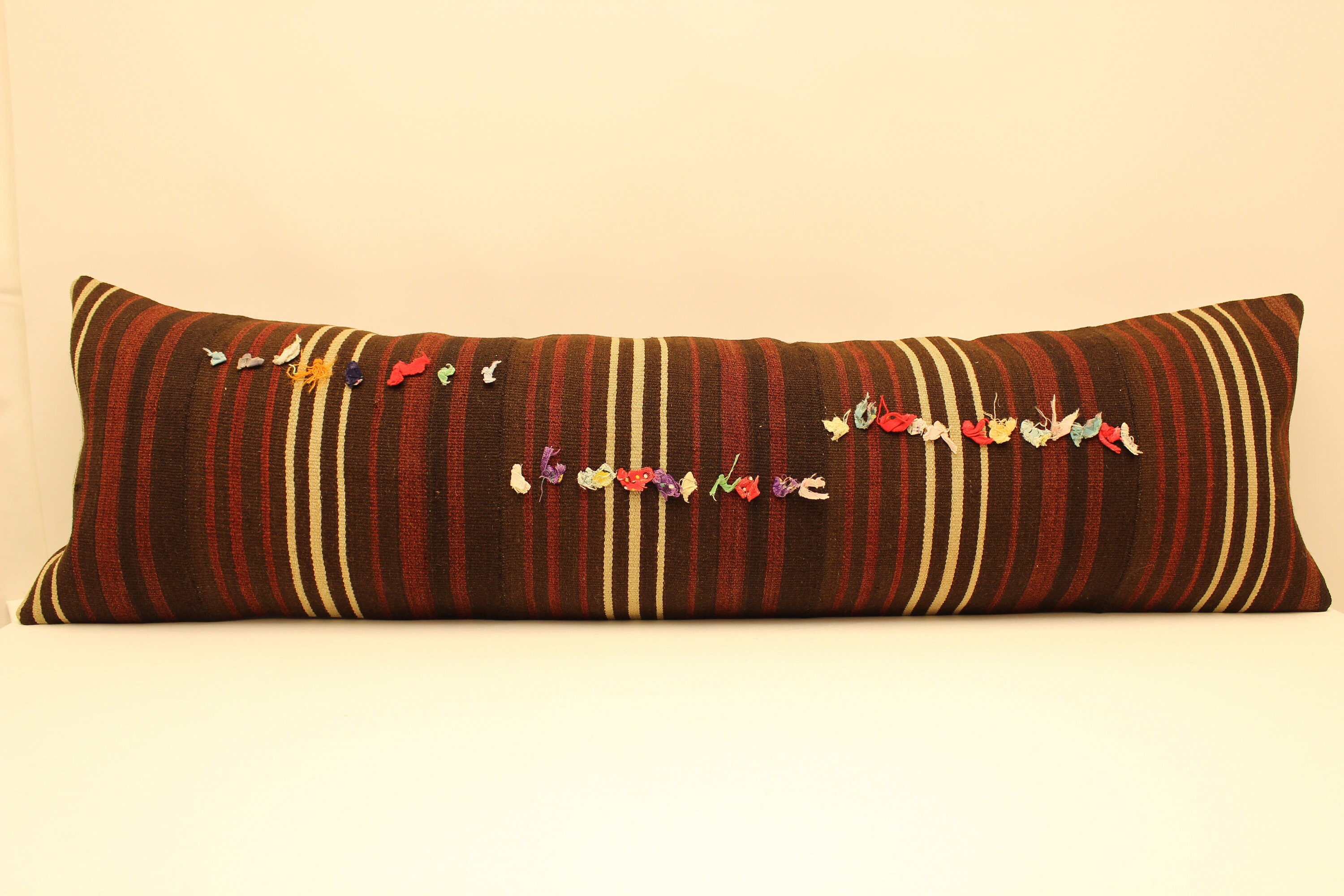 クッションカバー ストライプ キリム ヴィンテージストライプキリムランバーピローカバー：14x48ウール