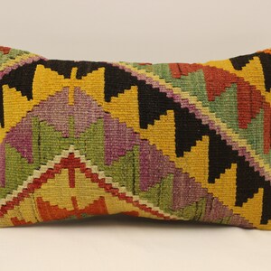 Copricuscino fatto a mano, 12x20 pollici, 30x50 cm, cuscino Boho Bolster fiammeggiante lombare, cuscino Kilim vintage, cuscino tribale divano, 4oef-1706