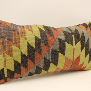 Cuscino fatto a mano Copertina 12x24 in 30x60 cm Boho Lumbar Turcheise Giallo, Verde Flaming Cuscino da letto Vintage Kilim Cuscino Divano 4oaf-1094