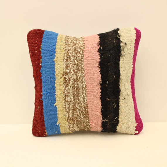 トルコキリムクッションカバー、12x12インチ 30 x 30 cm、ボヘミアン枕 