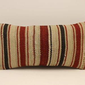 Fodera per cuscino fatta a mano, 10x20 in 25x50 cm Lombare Marrone Nero Blu Fiammeggiante Cuscino Da letto, Vintage Kilim Cuscino Divano Tribal, 4yef-930