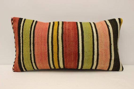 ストライプ柄枕 12x24 ( 30 x 60 cm ) トルコキリム ボヘミアン ピロー 