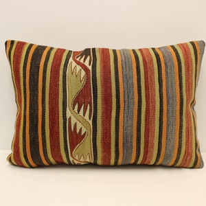Cuscino decorativo, Cuscino Kilim, Cuscino porta, Copertura, 16x24 in 40x60 cm, Fodera, Cuscino a motivi geometrici, Custodia anatolica, Fodera per cuscino vintage, 4kaf-435
