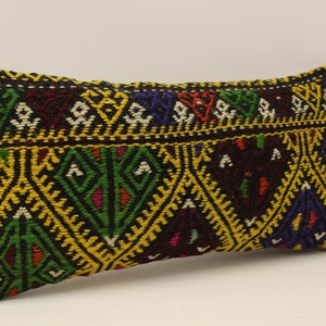 Bohemian Cushion Sofa Pillow Bed Pillow  10x20 in Lumbar Pillow Kilim Pillow Throw Pillow 4yef-551