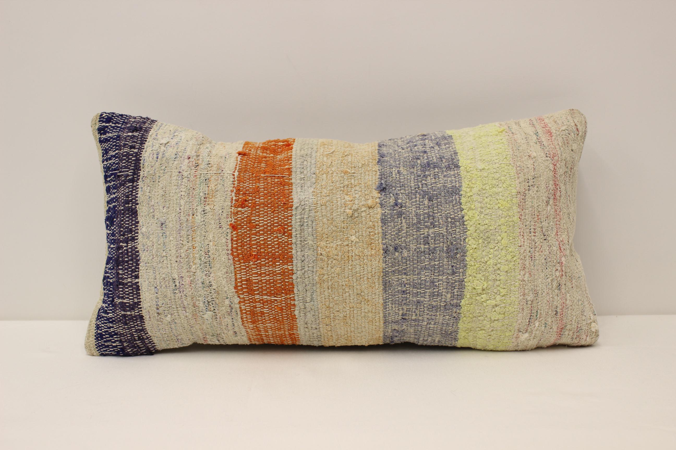 ヴィンテージトルコキリム枕：10x20ウールランバークッションカバー