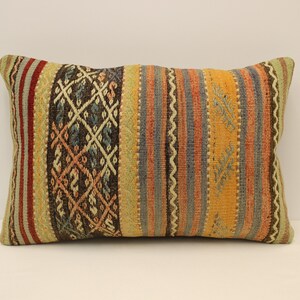 Cuscino fatto a mano Copertina 16x24 in 40x60 cm Lumbar marrone nero blu fiammeggiante biancheria da letto vintage Kilim Cuscino Divano Tribal 4kaf-413
