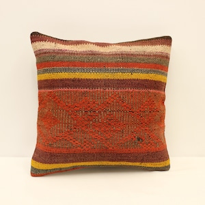 Fodera per cuscino fatta a mano, 16x16 in 40x40 cm, Cuscino da letto fiammeggiante minimalista rosso rosso nero, cuscino Kilim vintage, divano tribale, 4kf-949