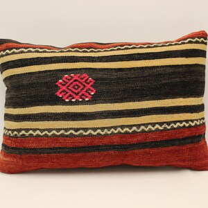 Cuscino decorativo turco Kilim, cuscino Boho Kilim 16x24, cuscino da lancio intrecciato a mano, cuscino Tribal Boho, copertura del cuscino, arredamento per la casa 4kaf-500