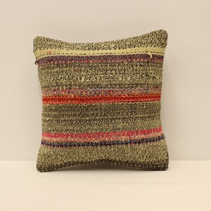 Funda de almohada Kilim de 12x12, funda de almohada Boho Throw, almohada lumbar turca, funda de almohada de lana, funda de almohada Kilim, funda de almohada decorativa, 4of-484