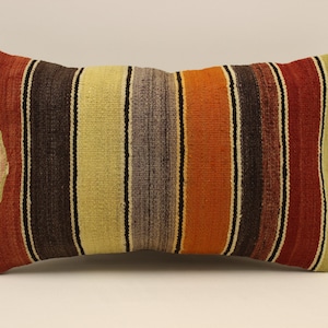 Copricuscino fatto a mano, 12x20 pollici, 30x50 cm, cuscino Boho Bolster fiammeggiante lombare, cuscino Kilim vintage, cuscino tribale divano, 4oef-1652